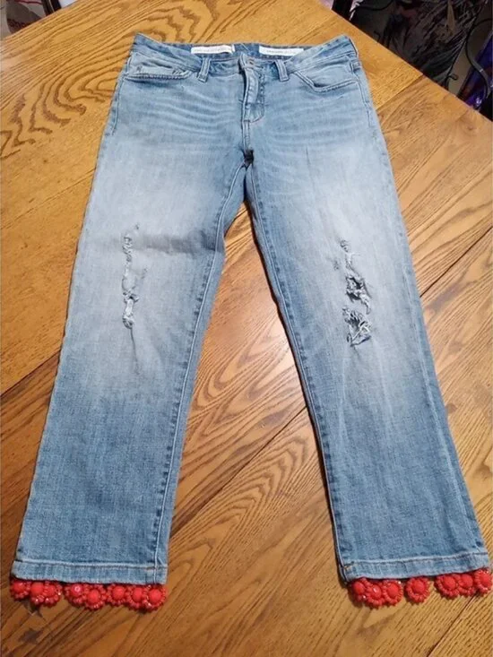 PILCRO And The Letterpress Womens Jeans 26 BLUE SLIM BOYFRIEND Preowned - Picture 2 of 12